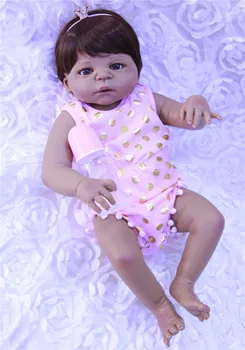 57 см черна кожа на Цялото Тяло Силиконова Кукла Reborn Baby Doll Alive Момиче Кукла alive стилни светли Детски Подаръци Kid bathe Партньор