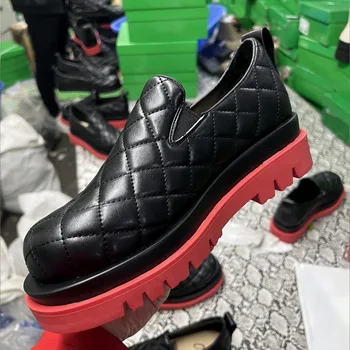 2021 новост зимата bv черен диамант кожени обувки за мужчин's комплект средства за грижа за кожата стоп ежедневното модни дебела подметка с подобрената платформа ананас обувки