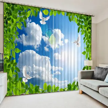 синьото небе завеси на Прозореца Плътни Луксозни 3D Завеси комплект За Спалня Хол Офиса, Хотела, Дома облак завеси
