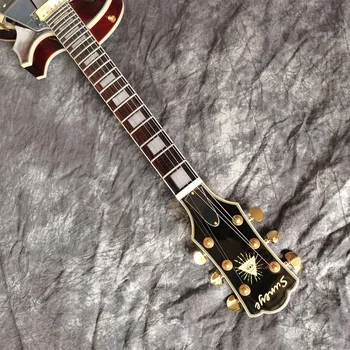 Висококачествен китайски заводска електрическа китара с червено кленов езда , обков златен цвят , за да може да бъде конфигуриран , безплатна доставка