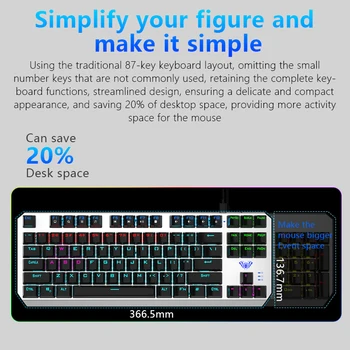 Механична клавиатура 87-key anti-ghosting осветен gaming keyboard ч. в класна F3087 клавиатура за лаптоп безплатни стикери иврит, Руски испански