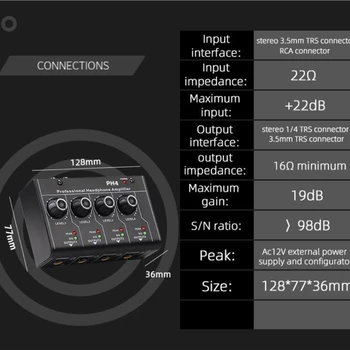 Аудиоинтерфейс за запис, стрийминг и подкастинг с два входа RCA Осем изхода AC12V 300MA Powered PLUG EU