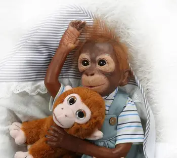Нов Стил 21 инча Детска Кукла Играчка Маймуна Тъкан на Тялото Силикон 52 см, мек силикон, винил орангутани кукла Cosplay Маймуни Детски Подарък