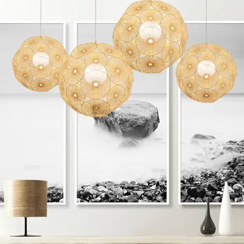 SGROW Hand Made Bamboo Rattan Pendant Светлини for Living Room Трапезария Ball Room Design Lampshade Hanging Lamp Lighting Fixtures