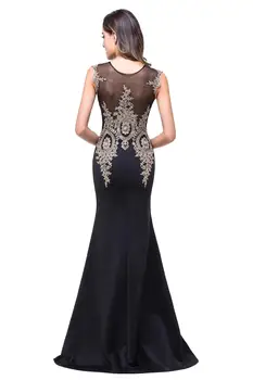 FATAPAESE Crystal Luxury Appqulies Beads Mermaid Prom Dress Black Appliques Чисто Bodice Evening Party Dresses Robe de Soiree
