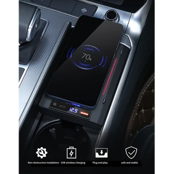 Qi Автомобилното Безжично Зарядно Устройство Телефонна Панел за A6L A6 A7 C8 2019 2020 2021 Бърза Безжична Зареждане Pad Притежателя