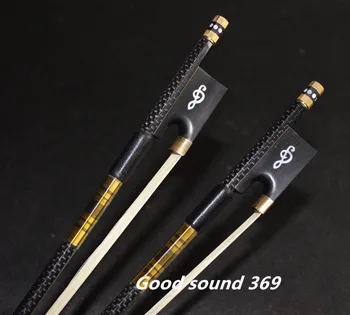 2PC PRO New light carbon fiber 4/4 violin bow nickel silver parts white hair