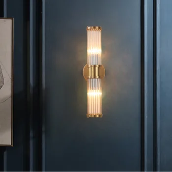 Скандинавски минимализъм, с монтиран на стената лампа луксозен кристал, с монтиран на стената лампа, спалня нощна лампа фон стенен хотел коридор, с монтиран на стената лампа виси