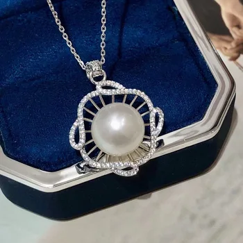 SHOWDREAM Fashion Australian White Pearl Pendant S925 Silver with Zircon Pendant Accessories for Women Wedding Engagement Party
