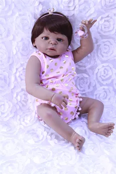 22 инча 55 см реалистични реалистични reborn baby doll bebe кукла игра, играчки за деца Коледен Подарък пълен с силиконови кукли boneca