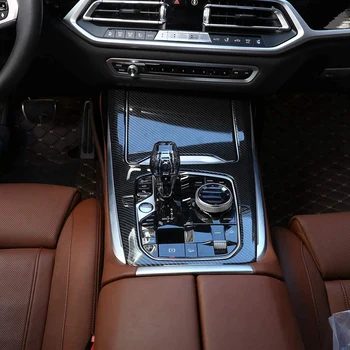 Carbon Fiber Car Center Console Gear Shift Cover Panel Trim Decoration for-BMW X5 G05 X7 G07 2019 2020
