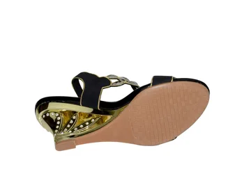 Дамски летни обувки с Високо качество от неравности На танкетке, Дамски Сандали 8 см, Дамски Обувки с отворени пръсти, с кристали, на ток