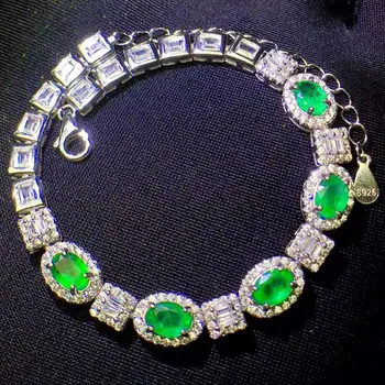 KJJEAXCMY fine jewelry натурален Изумруд 925 сребро нов дамски скъпоценен камък ръчно изработени гривна поддръжка на теста красива гореща продажба