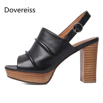 Dovereiss / Модни дамски обувки; новост лятото; пикантен дамски обувки с катарама; Елегантен кафяв водоустойчив вечерни обувки на масивна ток; Sandales 33-40