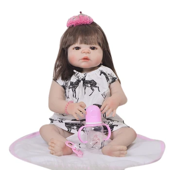 55 см на Цялото Тяло Силиконови Reborn Момиче Baby Doll Играчки 22 инча Новородено Принцеса Дете bebe lol кукла се Къпят Играчка Играят Къща Играчка Кукла