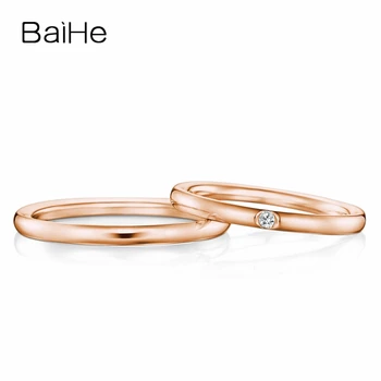 BAIHE Real Твърди 18K White Gold H/SI Natural Diamond Ring Wedding Women Man Ring Trendy Изящни Бижута Couple Ring Любовник Day Gift