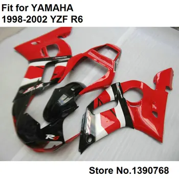 ABS пластмаса обтекатели за Yamaha YZF R6 98 99 00 01 02 червен черен автомобил резервни части обтекател комплект YZFR6 1998 1999 2000 2001 2002 LV49