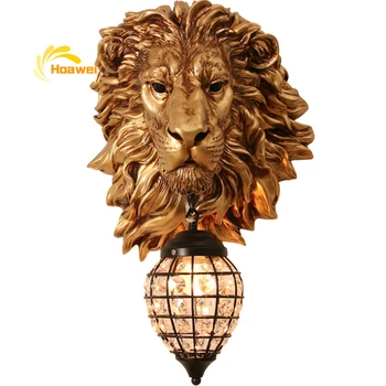 Nordic Luxury Lion LED Wall Lamp American Industrual Wall Lights Lighting Wandlamps Home Decoration Wall Sconce Light Fixtures
