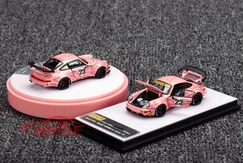 PGM 1:64 Molded Под Натиска на Модел на превозното средство е Напълно Отворена Розово Прасе Цвят Sponranos Porsche RWB 911 964 LBWK Подарък Акции Колекция от Играчки Фигурки