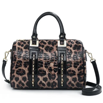 Встречная леопардовая женствена чанта от естествена телешка кожа с принтом 2021 открийте много голям бостонская чанта лека луксозна стереотипная женствена чанта