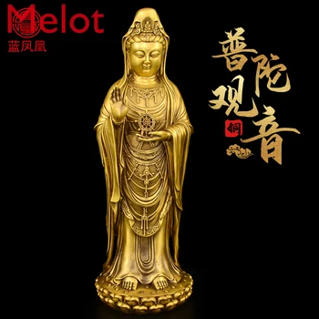 Китайски Стил, Ръчно изработени от Мед Клан-Ин Статуя на Буда Поклонението на Златното Зала на Буда Благословия и Сигурността на Бижута и аксесоари за дома