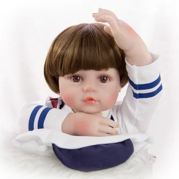 Моделиране на 24 Инча Reborn Baby Doll Меката Силиконова Тъкан на Тялото Реалистичен момче bebe reborn скъпа Играчка Партньор За Деца, подарък