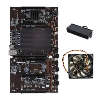 BTCX79 H61 Миньор дънна Платка с 24Pins захранващият кабел+Вентилатор LGA 2011 DDR3 Поддръжка 3060 3070 3080 GPU за Добив на БТК
