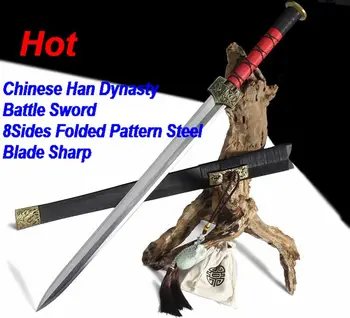 Китайски Нож Ръчна изработка УШУ Меч, Сабя Изградена Стоманена Остър Нож Щастлив Звяр