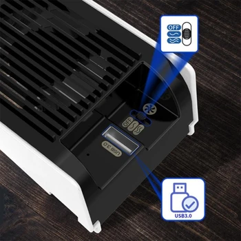 Тънък Вертикален вентилатор за охлаждане е Съвместим с Консольными щанд PS5 Аксесоари Портове USB 3.0 - Черен