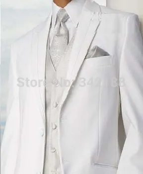ГОРЕЩИ продажба Бели смокинги на младоженеца/Мъжки Сватбени рокли костюми/Дрехи за бала/мъжки сватбени костюми (яке+панталон+вратовръзка+жилетка) A 3175
