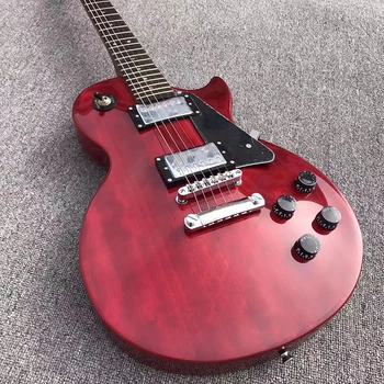 Класическата електрическа китара, направени от червено дърво, изтънчен външен вид и изискан звук, безплатна доставка до дома.