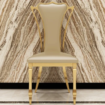 Лесен разкошен Златен Порт стил от неръждаема стомана, маса за хранене, стол прост модерен модерен дом персонализирани кожен стол