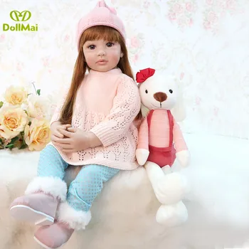 60 см Baby Reborn Силиконовата Принцеса Момиче на деца, 24 ИНЧА истинска сетивна кукла, детски Игри Кукла Къща Подарък за рождения ден на Коледната Кукла