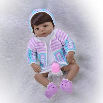 Reborn baby black кукла 55cm boneca reborn bebe de corpo silicone inteiro realista African American baby doll for girls gift toys