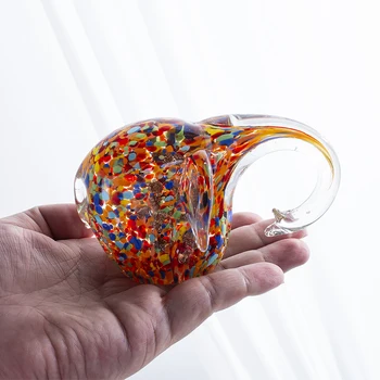 H&D Ръчно Бластване Художествена Стъклена Скулптура На Слон Стъклени Фигурки Диви Животни Колекция От Домашния Офис, Декориране С Нестандартен Подарък За Спомен