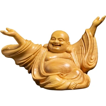 6 см в Профила на Буда Майтрейя Статуи на Свещената Статуя на Щастливата Радост Дърворезба Къщи на Дзен Малки Стенни Декорации Занаят Подарък