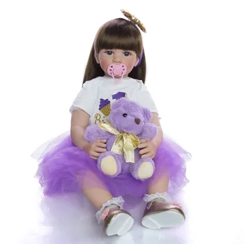 60 см Силиконови Кукли Reborn Бебе Кукла Жива Реалистична Boneca Bebes Реалистична Истинска Момиче Кукла Reborn Подарък За Рожден Ден