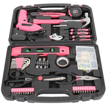 149pcs Желязо Household Tool Set with Storage Box Black Pink[US-Stock]