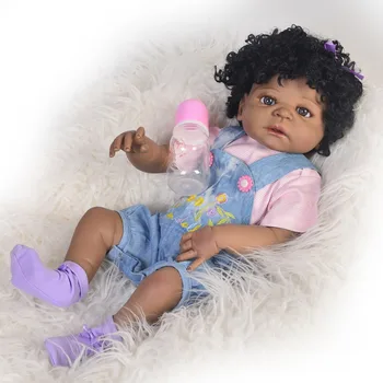 Мода 23 Инча Реалистични Детски Кукли С Взрива на Косата Пълен Силикон Корпус KEIUMI Reborn Baby Girl Кукли За деца Подаръци За Рожден Ден