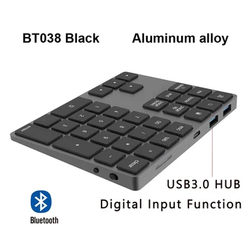 Безжична цифрова клавиатура Bluetooth с функция за цифрово въвеждане на USB-ХЪБ за Windows,Mac OS,преносими PC Android