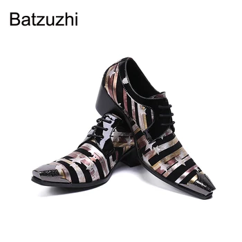 Batzuzhi / Нов дизайн; Мъжки обувки; Модел обувки от естествена кожа с остри пръсти; Мъжки Обувки дантела със Звездите; Вечерни и Сватбени обувки За мъже!