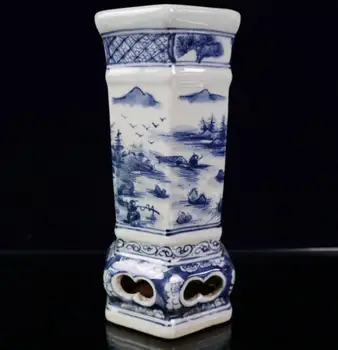 Порцеланова сини и бели керамични планинска вода от ваза занаяти статуя