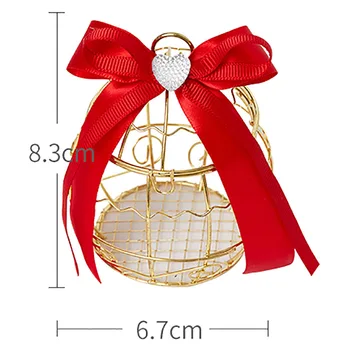 30pcs Metal Wedding Box Candy Gold Birdcage Bell Gift Bags With Handles Guests Birthday Party Chocolate Favor Boxes Packaging