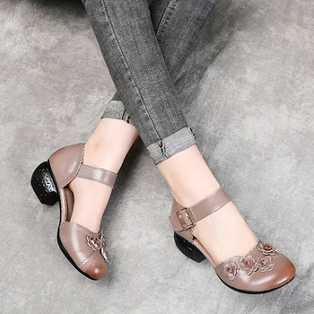 BEYARNE / Дамски сандали-гладиатори от цветна кожа | Сандали на Висок ток с тока и каишка; Летни обувки 2020 г.; Удобни обувки На платформа