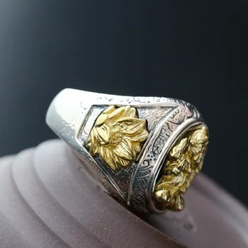 S925 чисто сребро, модни бижута 925 сребърен пръстен за мъже златен слон носа Тайское сребърен пръстен за жени е Нов мъжки сребърен пръстен