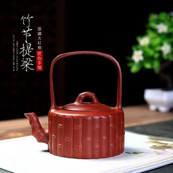 Yixing известен чист ръчно изработени лилаво crock домакински чай чайник Dahongpao бамбук лъч чайник