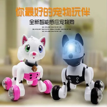 Електрически домашен Любимец Гласово управление на робот, куче или котка 15 Гласови команди детски играчки