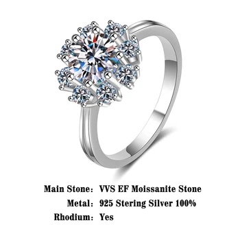 LINDA ВИКИ Fine Snowflakes shape Moissanite Ring Women Fashion Luxury Jewelry Pass Test Diamond 925 Silver Wedding Rings 2021