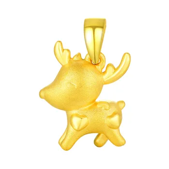 Чисто 24-КАРАТОВО 999 Жълто Злато 3D Прекрасен Елен Висулка Жените Подарък 1.1-1.3 g