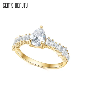 GEM'S BEAUTY 14К Gold Filled Sterling Silver Rings Natural Круша Cut Simulant Diamond Собственоръчно Rings For Women Romantic Gift